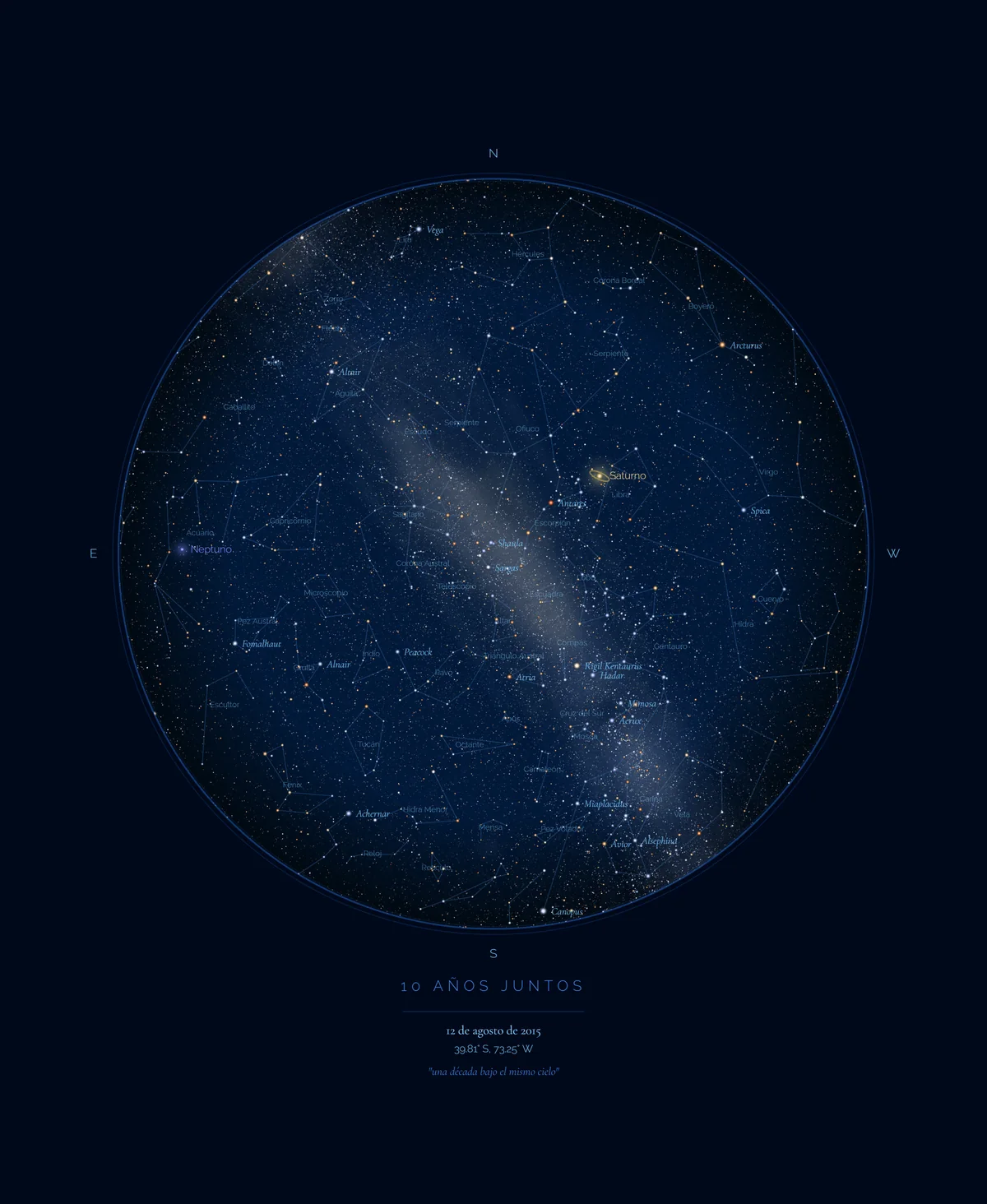 Mapa estelar — 10 años juntos
